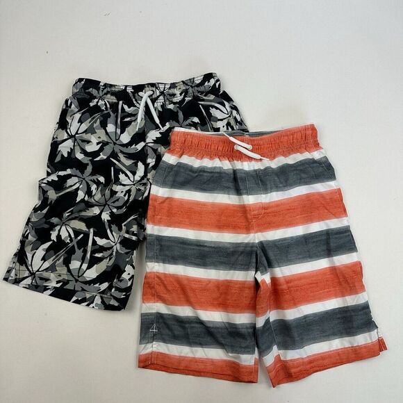 2 Children's Place Sport Boys Palm Tree Striped Elastic Waist Swim Trunks XL - Picture 2 of 12